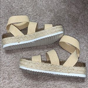 Cream Espadrille Platform Wedges